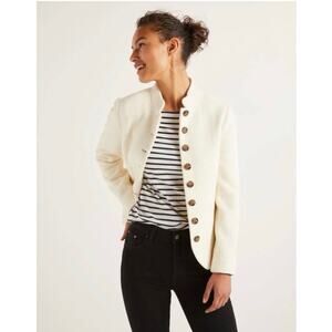 Boden Coade Boiled Wool Jacket Size 14 Ivory Cream Tailored Coat